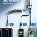 USB C 90W Car Charger for iPhone 17/16 Pro Max, PD & QC3.0 w/5 ft 45W Type C Coiled Cable, Fast Car Phone Charger Adapter for iPhone 17Air/15 Pro, Samsung Galaxy S25/S24/S23, Pixel 10/LG/Android, iPad, Black