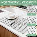 Large Stone Dish Drying Mat for Kitchen Counter, Collapsible 24"X16" Super Absorbent Diatomaceous Earth Dish Drying Mat Kitchen Drying Mat for Dishes, Bottles, Match Any Countertop
