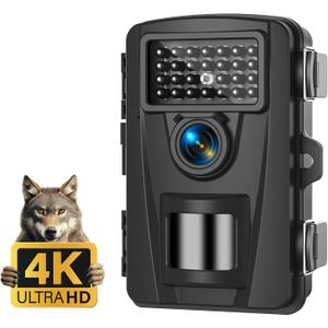 Trail Camera, 4K 48MP Game Cameras with Night Vision, No Glow 940nm IR LEDs, Trail Cam with 0.1s Trigger Motion Activated 120 Wide Angle, 82FT Trigger Distance, Hunting Camera for Wildlife Monitoring