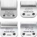 4 x 4pcs Dog Grooming Blades Compatible with Andis Dog Clippers,Detachable Ceramic Blade & Stainless Steel Blade (3FC+4FC+5FC+7FC)