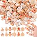 Simgoing 120 Pcs Mini Christmas Gingerbread Man Decorations Set Christmas DIY Craft Accessories Miniature Assorted Flat Back Resin Ornament Xmas Tree Adornment for Holiday Decor Gift (Winter)