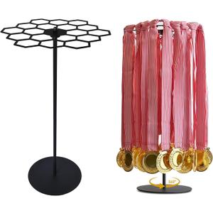 Rotatable Medal Hangers Display, Tabletop Medal Holder Rack Over 45+ Medals Capacity, Ideal for Sports Marathon Races Runners, Cheer, Gymnastics, Soccer, Softball - Easy Hanging Metal