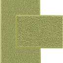 Bath Rugs Non Slip Washable 2 Piece Non Slip Extra Absorbent Shaggy Chenille Bathroom Rugs and Mats Sets Sage Green, Size: 32"L x 20"W + 24"L x 16"W