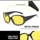 SODQW Night Vision Glasses for Women,Polarized Yellow Anti Glare Glasses with Diamond Accents for Night Driving (A03- Black/Yellow)