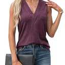 Agnes Urban Womens V Neck Tank Tops Dressy Summer Sleeveless Shirts Casual Loose Tunic Tops Blouses T Shirts Reddish Purple-XXL