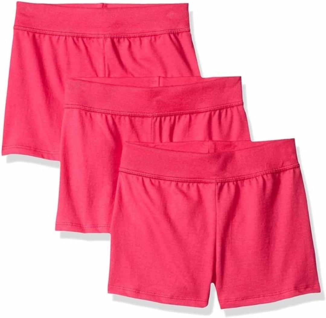 Hanes Little Girls' Jersey Short (Pack of 3) (Medium, Amaranth)
