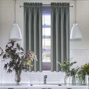 Grey Kitchen Curtains for Windows 2 Panels Set 36 Inch Length Farmhouse Blackout Curtains Privacy Cafe Curtain Tiers Short Drapes for Small Window RV Curtains for Camper