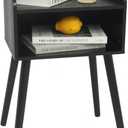 MaxSmeo Nightstand, Mid Century Modern Side Table Bedroom with Storage, Small End Bedside Table with Solid Wood Legs for Living Room, Office Small Spaces (Black)