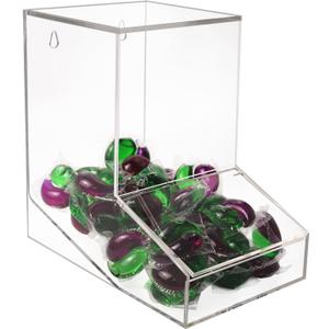 Laundry Pods Container, Acrylic Candy Dispenser with 2 Lid, Dishwasher Pod Holder for Laundry Room, Home, kitchen, Office Used- Stand or Wall Mount