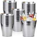 Didaey 24 Pcs 9 Quart Large Galvanized Metal Buckets with Handle Inch Heavy Duty Stainless Steel Pails Round Pail for Party Wedding, Crafts, Utensils, Table Centerpieces (Silver)