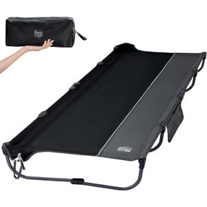 TIMBER RIDGE 20-Second Quick Set-Up Camping Cot, Lightweight Aluminum Folding Cot with Zipper Closure, Portable Carry Bag Included for Camping, Travel and Outdoors, Support up to 225lbs, Black, 76.4 x 26.8 x 7.9 inches