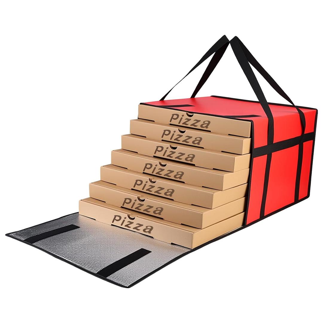 Bodaon Pizza Bags for Delivery, 20" x 20" x 14" Pizza Warmer Bags for Carry Hot, Insulated Pizza Delivery Bag for Commercial Use, Pizza Carrier for Food Catering, Food Delivery Accessories, Red