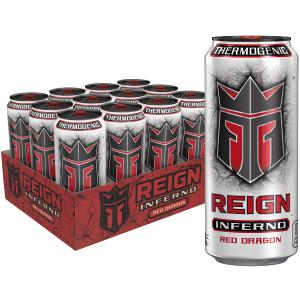 Reign Inferno Red Dragon, Thermogenic Fuel, Fitness and Performance Drink, 16 Fl Oz (Pack of 12) (EXP 02/01/27)