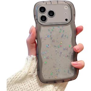 For iPhone17 case cover wave wave type sunami wavy cute translucent TPU soft case simple protective case iPhone 17 iPhone (clear black)