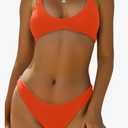 ZAFUL Women's Tie Back Padded High Cut Bralette Bikini Set Two Piece Swimsuit XL