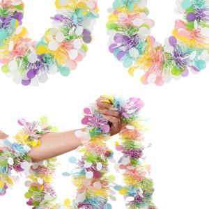 Easter Tinsel Garland 39.4 Ft Colorful Egg Confetti Decoration Spring Hanging Tinsel Ornament for Fireplace Door Mantel Tree Window Party Supplies