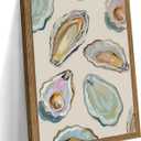 Framed Oyster Shell Canvas Wall Art, Colorful Abstract Wall Art Print, Coastal Beach House Wall Decor, Summer Dining Room Picture Poster, Modern Kitchen Oyster Oil Painting Artwork 12x16 inch