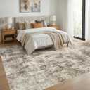 WITSHOCK Area Rugs 9x12 Living Room Rug - Washable Neutral Soft Low Pile Non-Slip Modern Abstract Thin Large Indoor Carpet for Bedroom Dining Room Nursery Office - Dark Brown