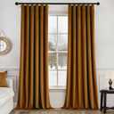 MIULEE Velvet Curtains 108 Inch Length 2 Panels Set for Bedroom, Pinch Pleat Back Tab Luxury Thermal Insulated Living Room Darkening Pleated Blackout Extra Long Window Curtain with Hooks, Golden Brown