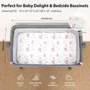 Baby Bedside Bassinet Sheets Fitted Girl, 33x20 Compatible with Baby Delight Dream On Me & Most Rectangle Bedside Sleeper Bassinet Mattresses, Super Soft Microfiber Pink Rainbow