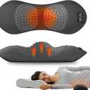 3-in-1 Electric Lumbar Support Pillow for Bed and Chair, Triple Fusion Back Massager with Heated, Vibration and Traction for Lower Back Pain Relief and Spine Support, Gray