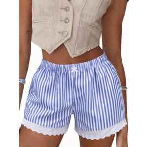 Boxer Shorts Gingham Shorts Y2K Beach Bottoms | Plaid Shorts Y2K Pajama Bottoms Two Pockets