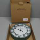Presentime & Co 10" Farmhouse Series Wall Clock, Shiplap Style, Silent No Ticking, Raised 3D Arabic Numeral, Aged Teal Finish