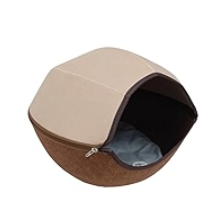 Large Cat Tunnel Bed for Indoor Cats Up to 30 Lbs Peekaboo Donut Cave with Catnip and Plush Toys Scratch Resistant Felt Design Detachable and Washable Cat Tunnel (Beige, L)