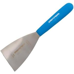 Dexter Russell 19603H Griddle Scraper, 12-1/2" Overall Length with 3" Stiff Stainless Steel Blade, Textured Polypropylene Blue Handle, Heat Resistant up to 500°, Flat Top Tool, Made in USA
