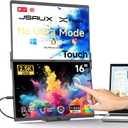 JSAUX FlipGo Touchscreen 16" Dual Portable Monitor, 2.5K Triple Laptop Touch IPS Screen Foldable Extender for Laptop[for Windows/Linux] One Cable to Dual/Magnetic Design/Built-in HUB/ HiDPI Display