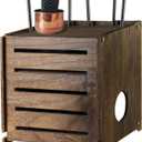 Wifi Box Charcoal Retro Wood Router Box and Modem Storage Boxes, Double-Layer Wooden Wifi Boxes Hider No Signal Blocking Router Cabinet Wood