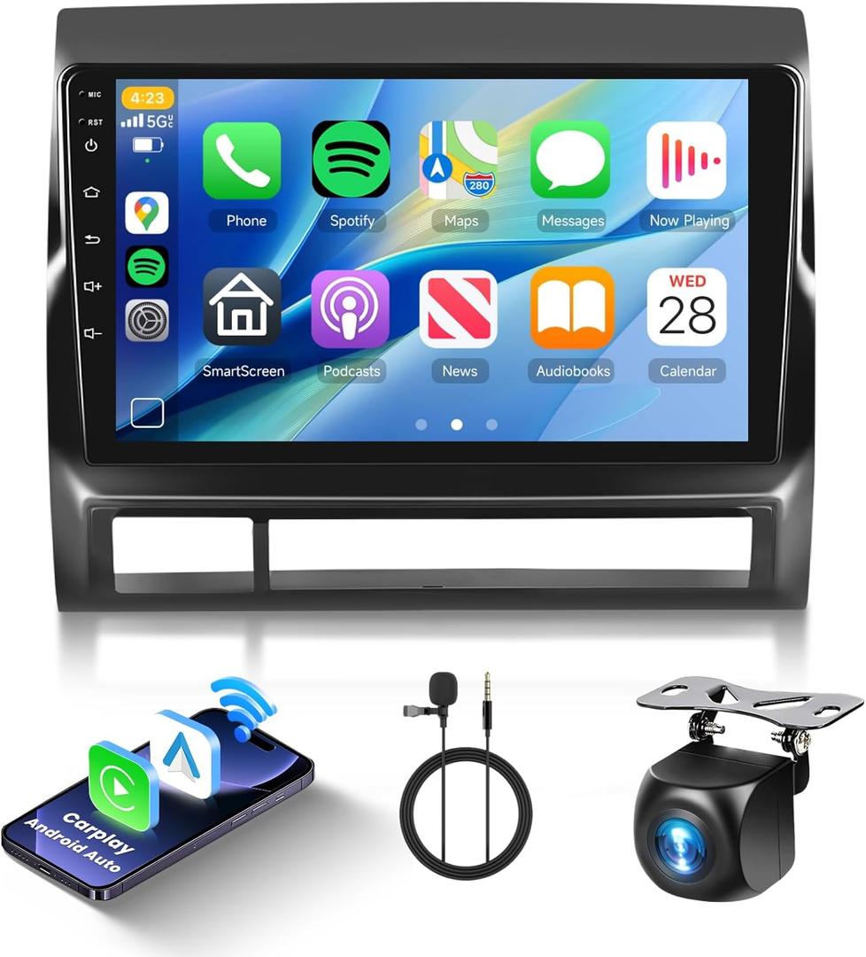 8 Core 2G 64G Android Car Stereo Radio for Toyota Tacoma 2005-2015 Wireless Carplay Android Auto, 9 Touch Screen Head Unit with Bluetooth Mirror Link GPS Navigation WIFI FM/RDS DSP Backup Camera SWC