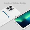 MZELQ TPU Wallet Compatible with iPhone 13 Pro Max Case, Card Holder Camera Protection Cover + Screen Protector, Push-able Slot for Girls Women -White