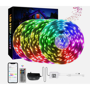 QZYL LED Lights for Bedroom 100 FT(4 Rolls), Strip Lights with App Control, Sync to Music 5050 RGB with 44 Keys IR Remote for Room Party Home Decorations