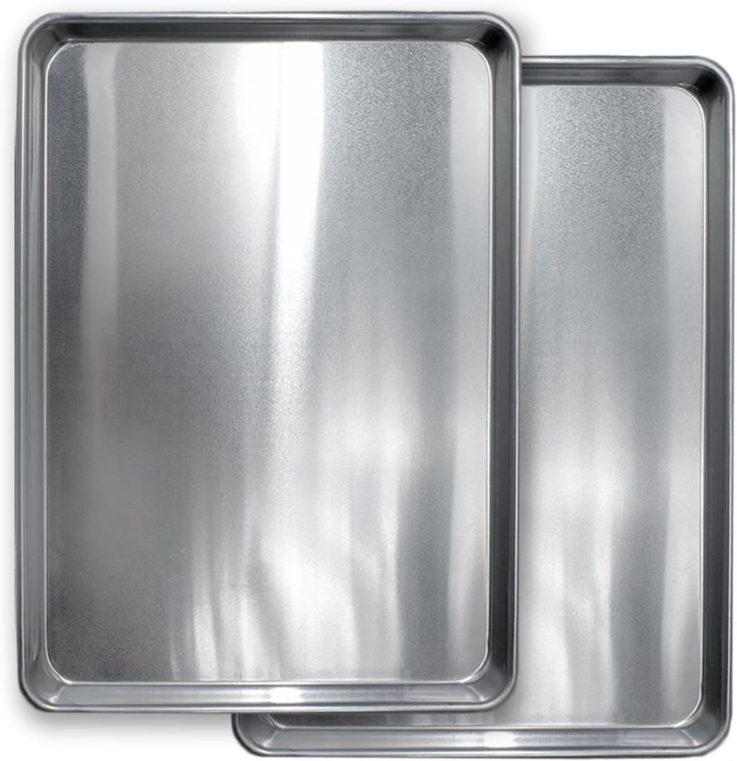 Commercial Quality Cookie Sheet Pan - 2 Pack Aluminum Half Sheet Baking Pan by Saffron & Sage Home Living - This 18x13 Baking Sheet Set is Rust & Warp Resistant, Heavy Duty, of Thick Gauge