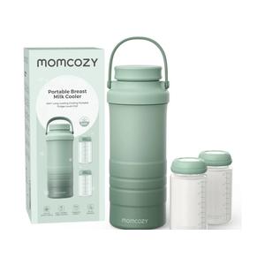 Momcozy 22oz Portable Breast Milk Cooler for Outdoor, Life Saver with 360° Total Cooling for 24 Hours, Larger Capacity Travel Breastmilk Chiller with 2pcs Baby Bottles for Breastmilk Storage, Green