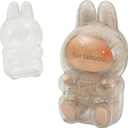 2 x Protective Case for LABUBU, Clear Figure Display Bag with Keychain, Plastic Protective Cover, Storage Transparent PVC Bag Hanging Model (Doll Not Include, Style B Sitting)