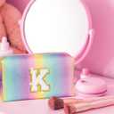 Christmas Gifts for Grandkids, Preppy Makeup Toiletry Bag for Girls Kids, Stocking Stuffers for Teen Girls, Gifts for 4 5 6 7 8 9 10 11 12 13 Year Old, Letter Pouch for Overnight, Cute Stuff (Medium)