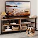 MUTUN Corner TV Stand with Power Outlet, Corner Entertainment Center for 32 43 50 55 60 Inch TV, Industrial Media Console Table for Living Room Bedroom, 55 Inch, Rustic Brown
