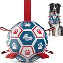 QDAN Dog Balls, 6 Inch Dog Soccer Ball with Straps, Herding Balls for Dogs