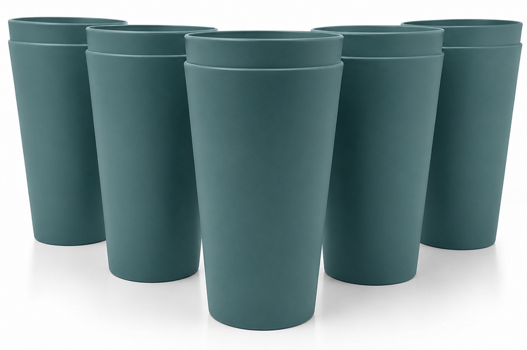 KX-WARE 32-ounce Plastic Tumblers Large Drinking Glasses, Set of 13 Green - Unbreakable, Dishwasher Safe, BPA Free