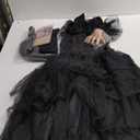 Girls Black Dress for Halloween Costume Kids Family Party with Wig Necklace Socks Accessories, Size 130