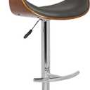 Armen Living Butterfly Swivel Adjustable Barstool in Grey Faux Leather and Walnut Wood Finish (Single)