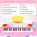deAO Piano Keyboard Toys 37 Keys Toddler Pianos with Stool Microphone,Pink