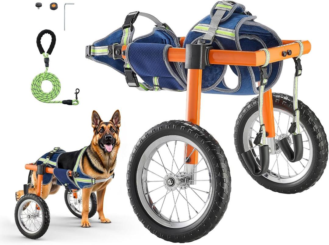 VEVOR Dog Wheelchair for Back Legs, Lightweight 2 Wheels Pet Wheelchair, Height, Width & Length Adjustable, Dog Cart with Shock-Absorbing Wheels, for Injured, Disabled Dogs (Large for 48-88 lbs)
