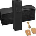 DIWNELEM 25 Pack Kraft Paper Gift Bags with Tags and Rope - Reusable Wine Bottle Packaging for Christmas, Wedding, Birthday, Housewarming Parties and Home Storage (Black)