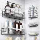 Shower Caddy 5 Pack - Adhesive Organizer for Bathroom & Kitchen, No Drilling, Large Capacity, Rustproof Stainless Steel Shelves (upgrade-5-piece set, Silver)