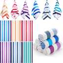 Peryiter 6 Pcs Oversized Microfiber Beach Towels Large Quick Dry Pool Towels Absorbent Camping Travel Blanket Set for Women Men Bath Beach(Stripe,72 x 36 Inch,Gradient Color)