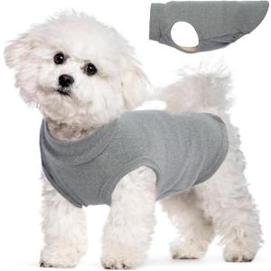 Fleece Vest for Dogs - Grey, S, Warm & Stretchable, Lightweight, Pullover Design, Chihuahua, Papillon, Pomeranian