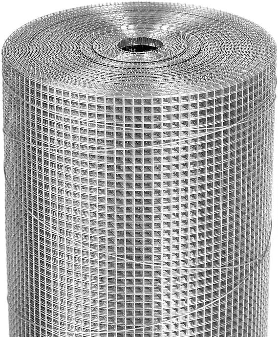 Amagabeli Galvanized Hardware Cloth 1/4 inch 48 x 50 ft 23 Gauge Chicken Wire Fence Welded Wire Mesh Roll Plant Supports Poultry Netting Garden Bed Animal Cage Snake Rabbit Gopher Rodent Proof